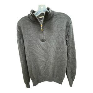 Magalia Club Gray Merino Wool Quarter Zip Sweater Medium? Made in Italy